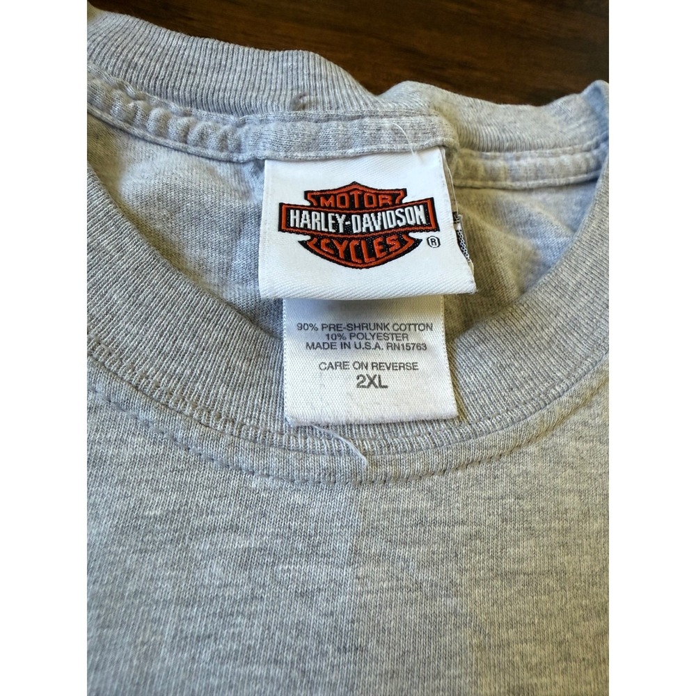 y2k vtg Harley Davidson Tee 2XL Gray Florida Man Poker Skull‎ Wings Made in US - Picture 7 of 8